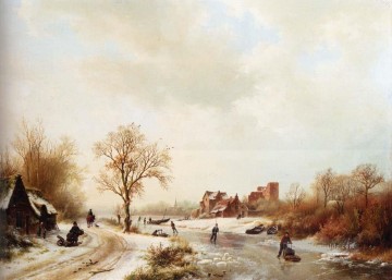  Winter Kunst - Winter Landschape Niederlande Barend Cornelis Koekkoek
